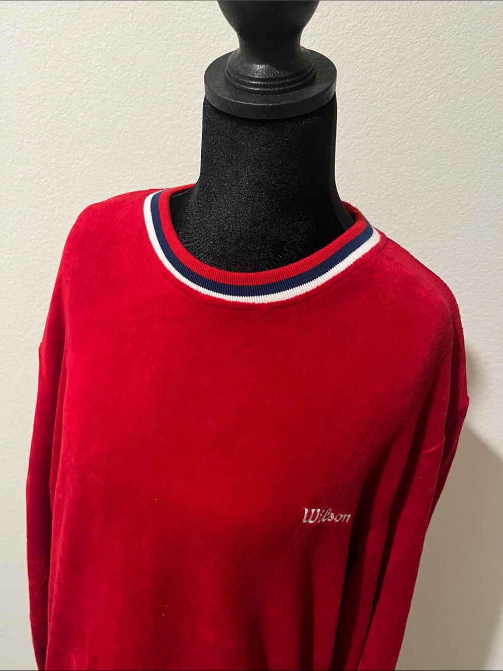 Wilson Men’s Red Velour Crewneck Sweater